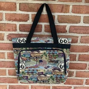 Route 66 Themed Tapestry Tote Bag
